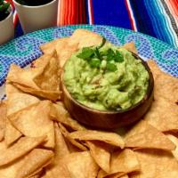 Guacamole And Chips · 4 oz of Fresh made guacamole and a side of house made tortilla chips.