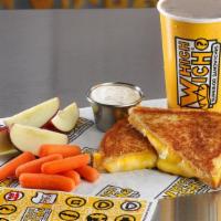 Super Awesome Grilled Cheese · 500 calories. melted provolone and cheddar cheese on white bread.