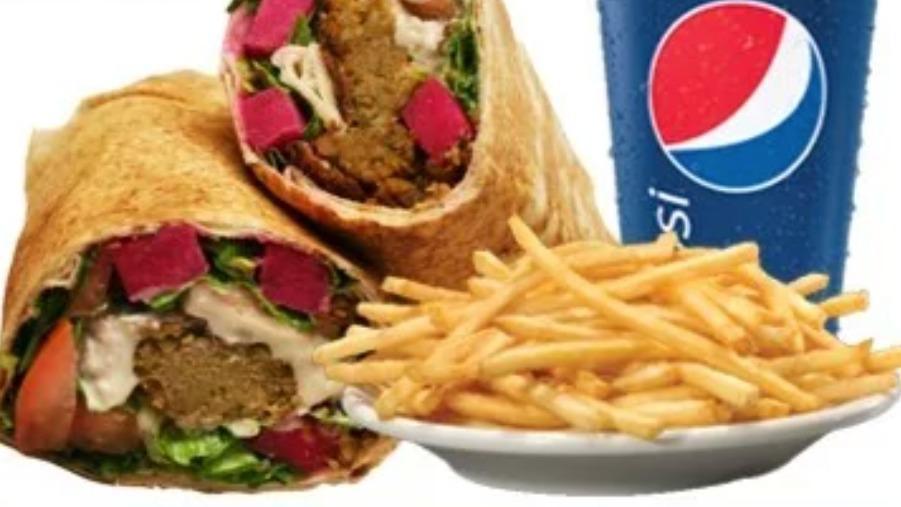 #2 Falafel  Sandwich · Falafel Sandwich 
 Combo (Drink and large fries)
Soda
1 can soda for Delivery
1 24oz Cup Soda for pickup