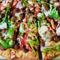 Supreme Pizza
 · Canadian Bacon, Pepperoni, , Red Onion, Mushrooms, Green Bell Peppers, Black Olives, Sausage...