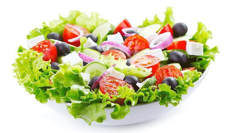 Greek Salad · Fresh tomatoes, red onion, feta cheese, cucumber, kalamata olives and olive oil.