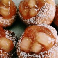 Mini Apple Pie Donuts (Half Dozen) · Mini donuts topped with cinnamon sugar and apple pie filling.