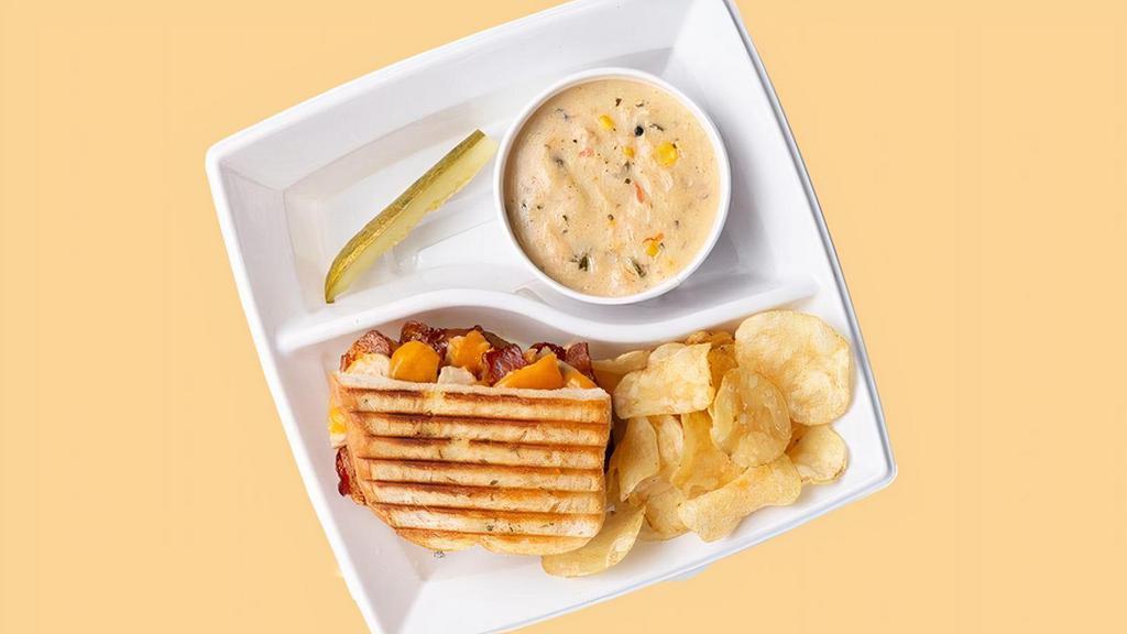 Half Panini Melt & Small Soup · Select one of our mouthwatering Panini Melts with an accompaniment of one of our lip-smacking soups.