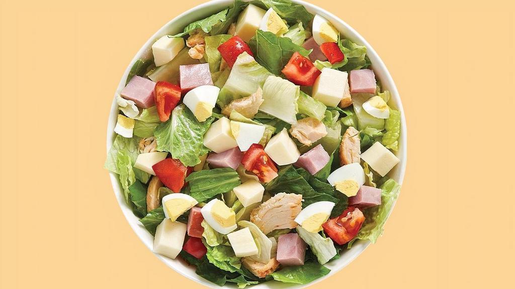 Bently Salad · Our Chef recommends a base of our Romaine/Iceberg Blend. It is served with Smoked Ham, Roasted Turkey, Provolone Cheese, Sliced Egg and Diced Tomatoes. We recommend our Green Goddess dressing.