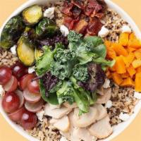 Farmers Market Warm Grain Bowl · Our Chef-inspired Farmers Market features a base of our Super Grains Blend. It is served wit...