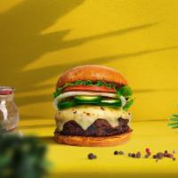 Give Me A Peno Burger · Seasoned Beyond meat patty topped with melted vegan cheese, jalapenos, lettuce, tomato, onio...