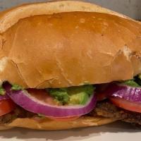Fried Beef Torta/ Milanesa Torta · A cut of beef seasoned and breaded, then fried.
 Comes with lettuce, tomato, red onion, avoc...
