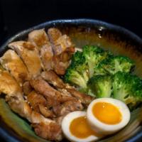 Chicken Don · Teriyaki chicken, broccoli, 2 gyoza and rice Sesame Seed, onion on top Served with teriyaki ...