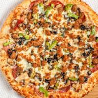 Combination · Salami, ham, pepperoni, mushrooms, olives, bell peppers, sausage and extra cheese.
