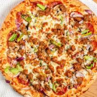 The Works · Pepperoni, sausage, mushrooms, onions and bell peppers.