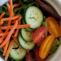 House Salad · organic green, cucumber, tomato, red onion and carrots