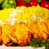 4- Chicken Barg · Chicken breast fillet, sliced and seasoned, cooked over open fire. Served with basmati rice,...