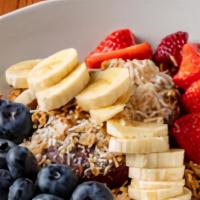 Acai Bowl · Frozen acai sorbet with fruit, granola, toasted coconut, and honey packed with antioxidants,...