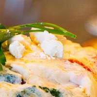 Incredible Artichoke Egg White Omelette · Artichoke hearts, fresh spinach, roasted red peppers, mushrooms, feta cheese, and tomatoes. ...
