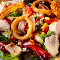 Bbq Chicken & Tangler Salad · Mixed greens and corn tossed in ranch dressing, with BBQ chicken breast, tomatoes, and crisp...