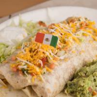 Burrito Mexico City · A huge burrito made with beans, rice and your choice of chile verde, shredded beef or chicke...