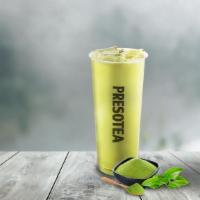 Matcha Pearl Milk Tea · Creamy matcha milk tea drink with black pearl.