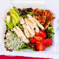 Chicken Strawberry Salad · Everroast chicken, bacon, avocado, strawberries and blue cheese crumbles with your choice of...