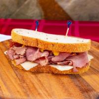 Hot Pastrami Bacon Melt · Top round pastrami, bacon, pepper jack cheese.