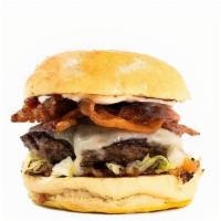 Double Bacon Cheddar Burger · crispy thick cut bacon | bacon-onion jam | aged white cheddar | crispy lettuce | mayo