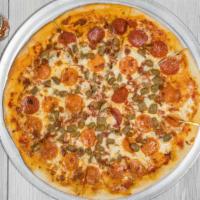 New York Pizza · Chicken, balsamic, blasé and alfredo sauce.