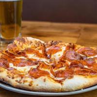 Pepperoni-Pizza · RED SAUCE, MOZZARELLA CHEESE, PEPPERONI