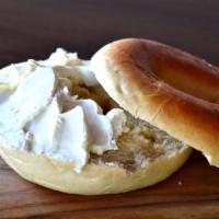 Plain Bagel · Toasted bagel with a side of cream cheese