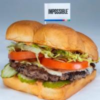 Impossible Burger · Pickles, lettuce, tomato, onion, white American cheese, and secret sauce.