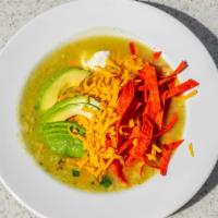 Chicken Tortilla Soup · Enjoy this south-of-the-border family classic, topped with Cheddar, diced avocado, tortilla ...