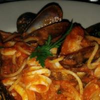 Spaghetti Mare · Shrimp, calamari, mussels and clams in a spicy tomato sauce.