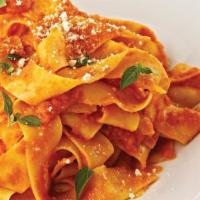 Pappardelle Al Filetto Di Pomo · Homemade wide flat noodles with filet of fresh roasted tomato.