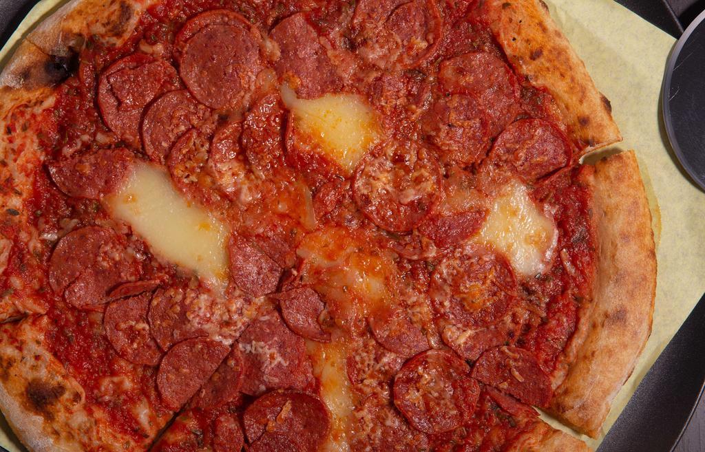 Pepperoni Pizza · Mama's Tomato Sauce, Mozzarella, Pepperoni