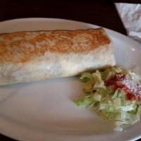 Burrito · Your choice of beans and cheese chicken beef chile verde or carnitas. includes a soup salad ...
