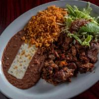 524 Special Carnitas · Roasted pork served with soup, rice, beans, sliced avocado and tortillas.