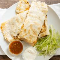 Quesadilla · Popular item. Steak, chicken, shrimp, or vegetarian with a side of salsa and sour cream.