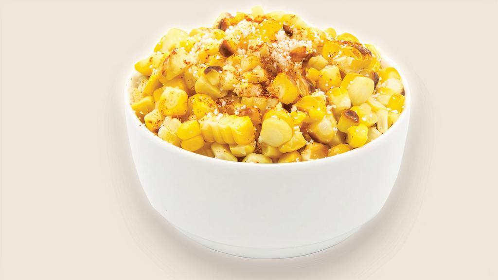 Mexican Street Corn · Roasted Corn, Cotija Cheese, Chipotle Spice Blend, Lime Squeeze 
(Gluten-Free) (Soy Free)