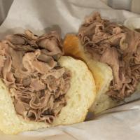 Beef Dip · 1/2 pound of thinly sliced roast beef on a roll, with side of au jus.