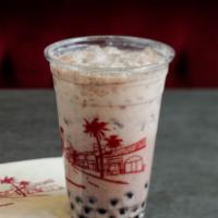 Horchata · Homemade horchata with boba. Made with rice milk, cinnamon, and condensed milk.
