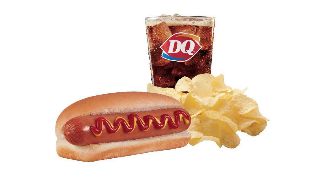 Hot Dog Combo · 100% Premium beef Dietz & Watson hot dog slow cooked to perfection served with a medium drink and bag of chips.