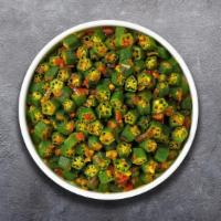 Bhindi Masala · Crisp-fried okra flavoured with garam masala, coriander, chiles and onions.