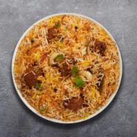 Gongura Goat Biryani · Aromatic Basmati rice made with Indian herbs served over succulent pieces of Goat cooked wit...
