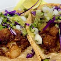 Cauliflower Tacos · (2) Roasted cauliflower, shredded cabbage, cilantro & onion. Topped with our signature avoca...