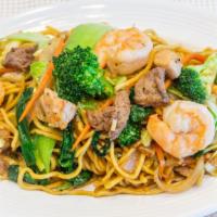 Pan Fried Noodles · Choice of chicken, beef or shrimp. Add Combo for an additional charge.