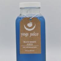 Blue Moon Juice · Coconut water (organic ingredient), blue spirulina, and lime.
