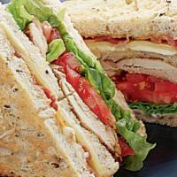 Chicken Club Sandwich · Grilled chicken breast with smoked bacon, crisp lettuce, fresh tomato and mayonnaise on sour...
