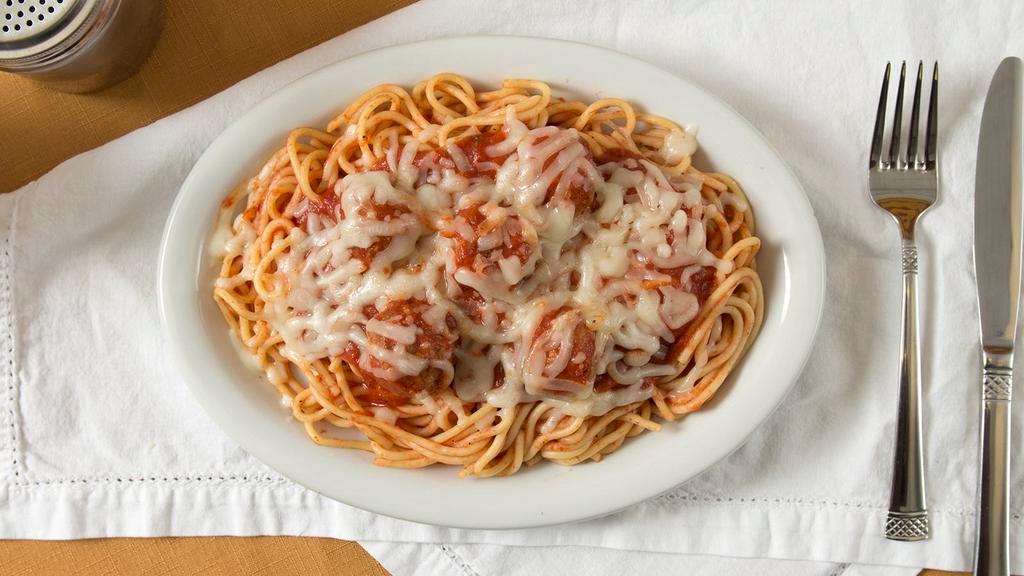 Spaghetti And Meatballs · Includes salad and bread.