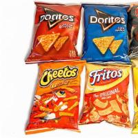 Chips - Chips · ASSORTED CHIPS FOR YOU TO CHOSE FROM. POTATO, DORITO, CHEETO, OR  FRITOS
