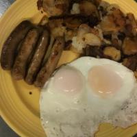 Sausage Links & Eggs (2) · Served with your choice of side and toast .  Add  Substitute egg white for an additional cha...