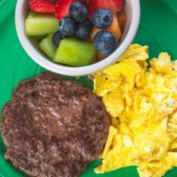 Beef Patty & Eggs (2) · 2 eggs any style and a beef patty; Served with your choice of  side and bread.  Add  Substit...