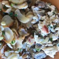 Egg White Scrambler · (4) egg whites scrambled with mushrooms, tomatoes, onions, and bell peppers. Served with cho...